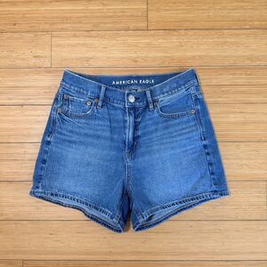 American Eagle High Rise Relaxed Denim Shorts Size 0 Blue Jean Cutoffs